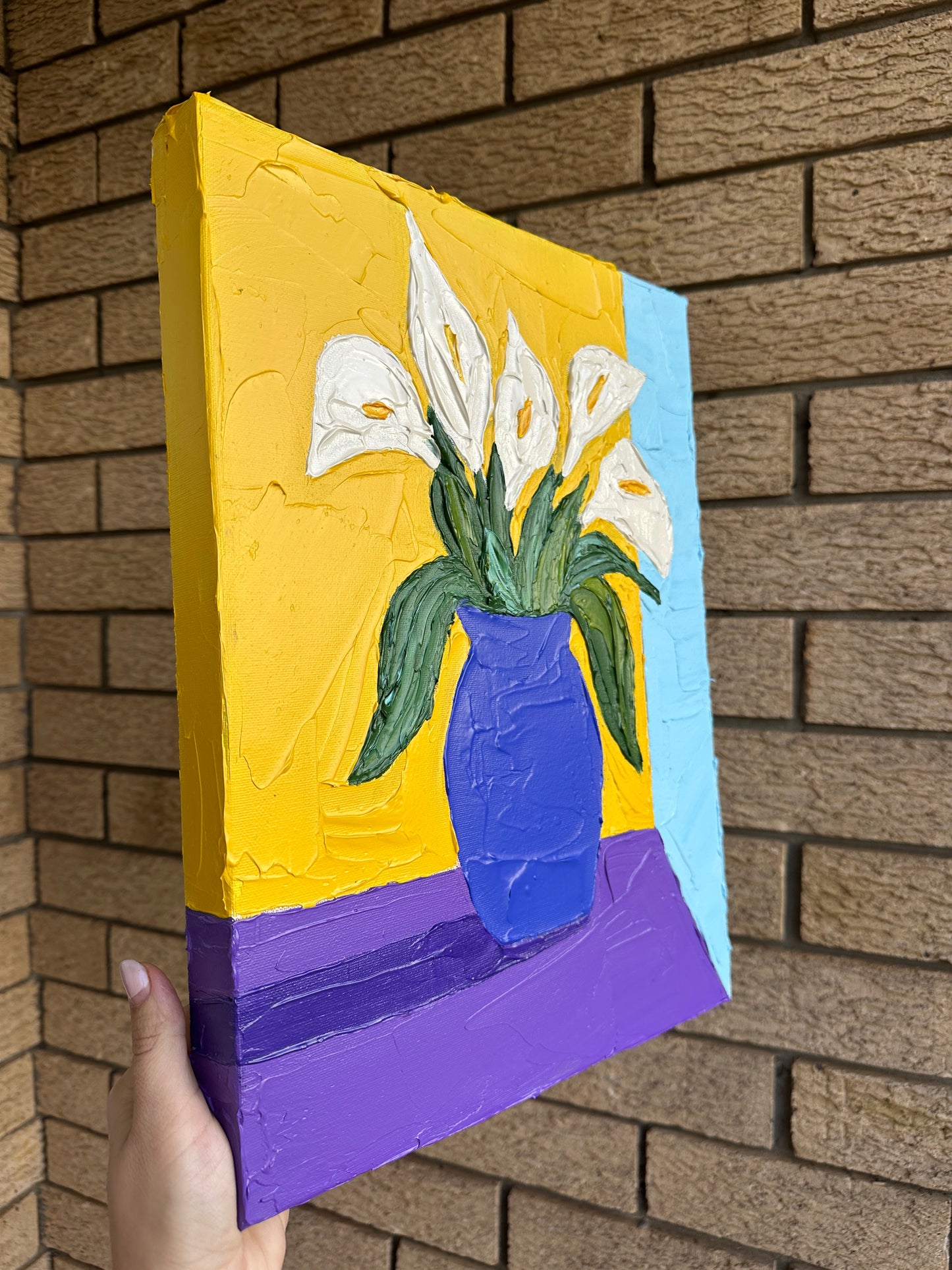 CALLA LILIES 30.5x40.5 cm acrylic on canvas original painting