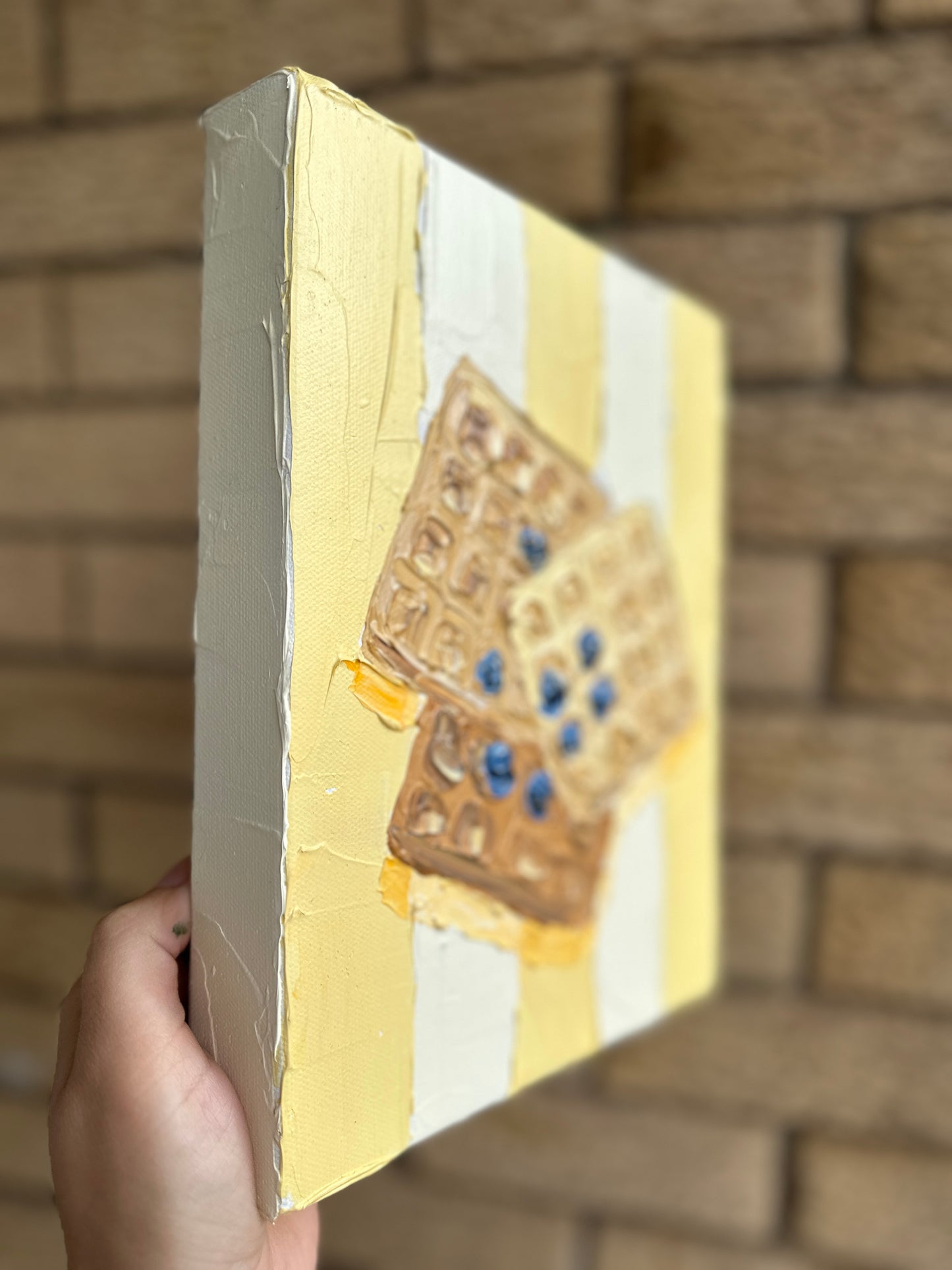 WHAT'S FOR BREAKFAST: WAFFLES 20.4x25.4 cm acrylic on canvas original painting