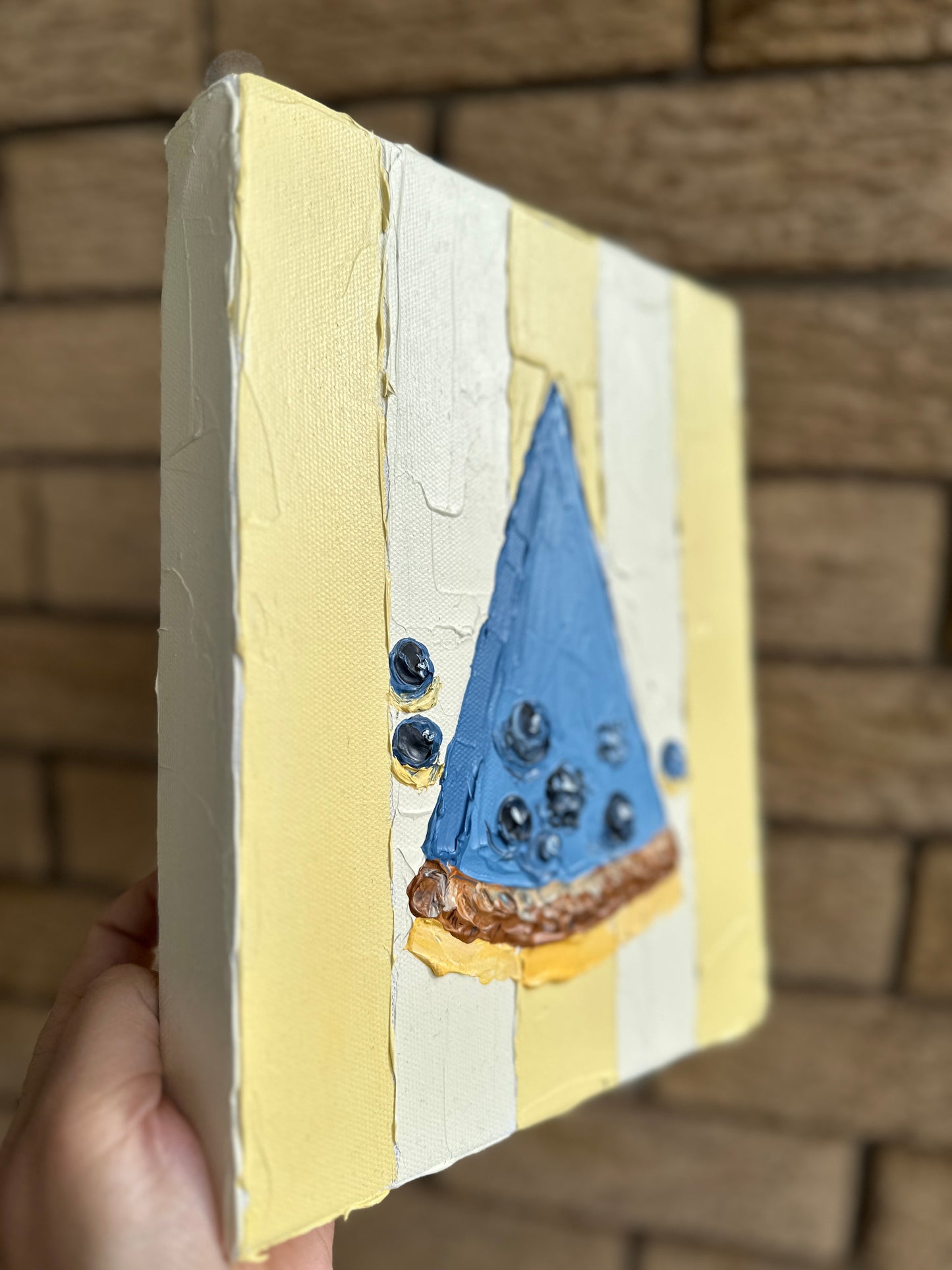 WHAT'S FOR BREAKFAST: BLUEBERRY CHEESECAKE 20.4x25.4 cm acrylic on canvas original painting
