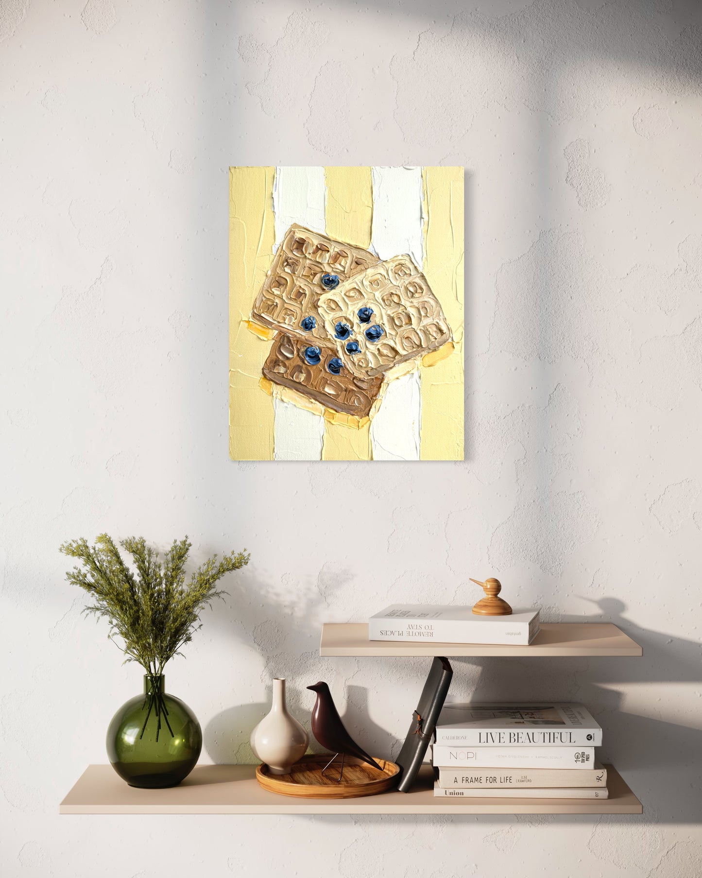 WHAT'S FOR BREAKFAST: WAFFLES 20.4x25.4 cm acrylic on canvas original painting