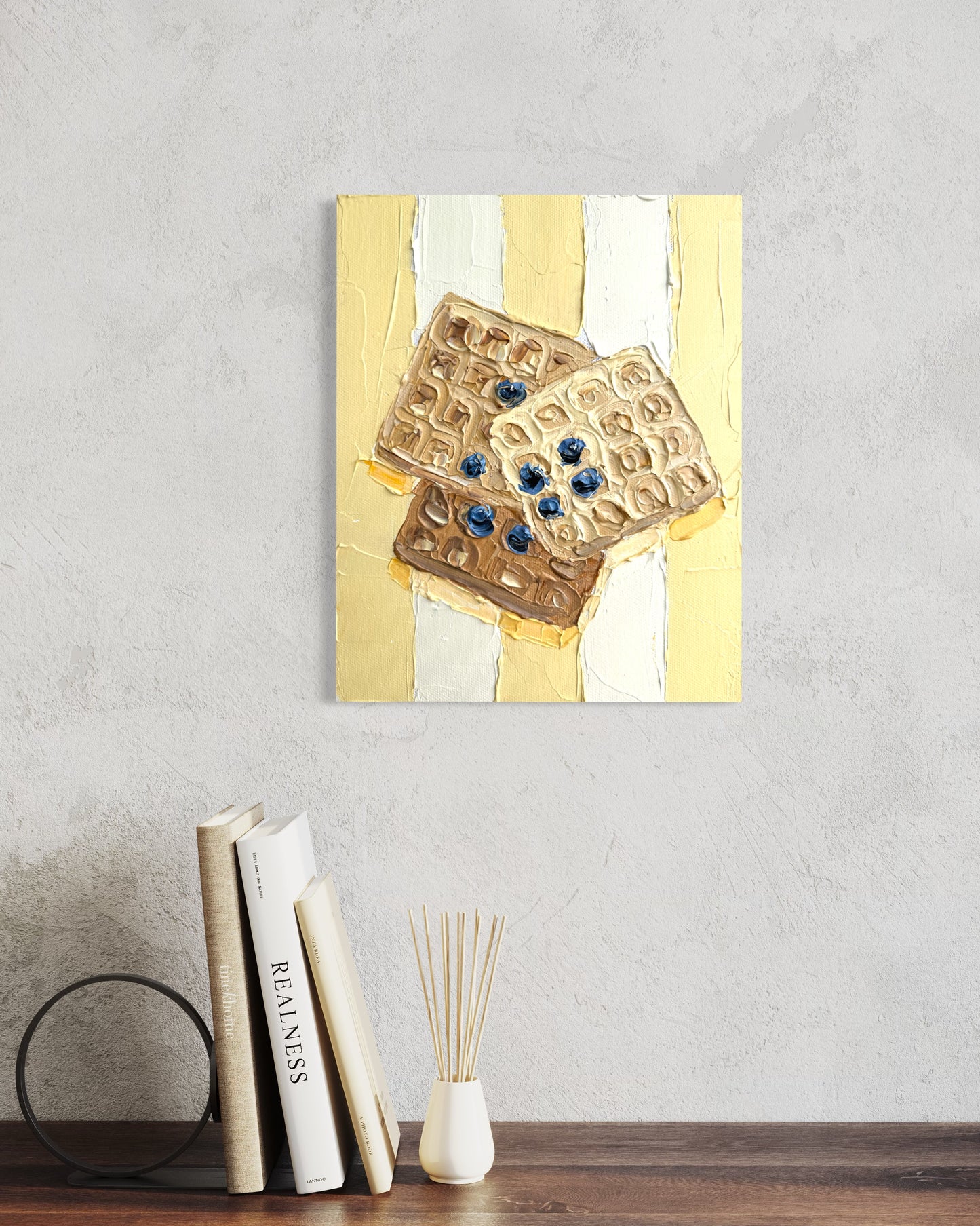 WHAT'S FOR BREAKFAST: WAFFLES 20.4x25.4 cm acrylic on canvas original painting