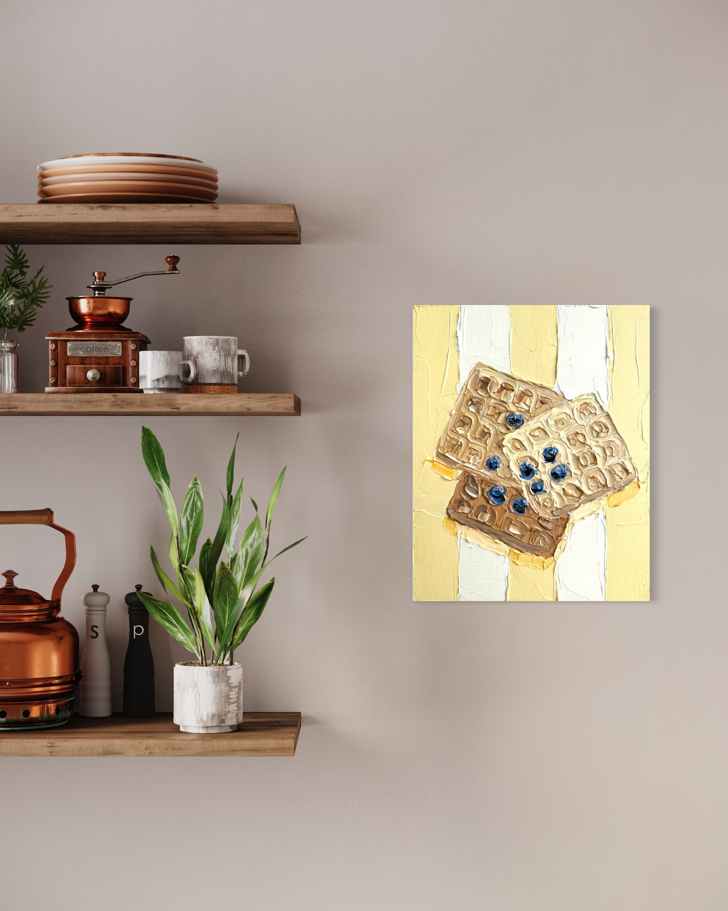 WHAT'S FOR BREAKFAST: WAFFLES 20.4x25.4 cm acrylic on canvas original painting