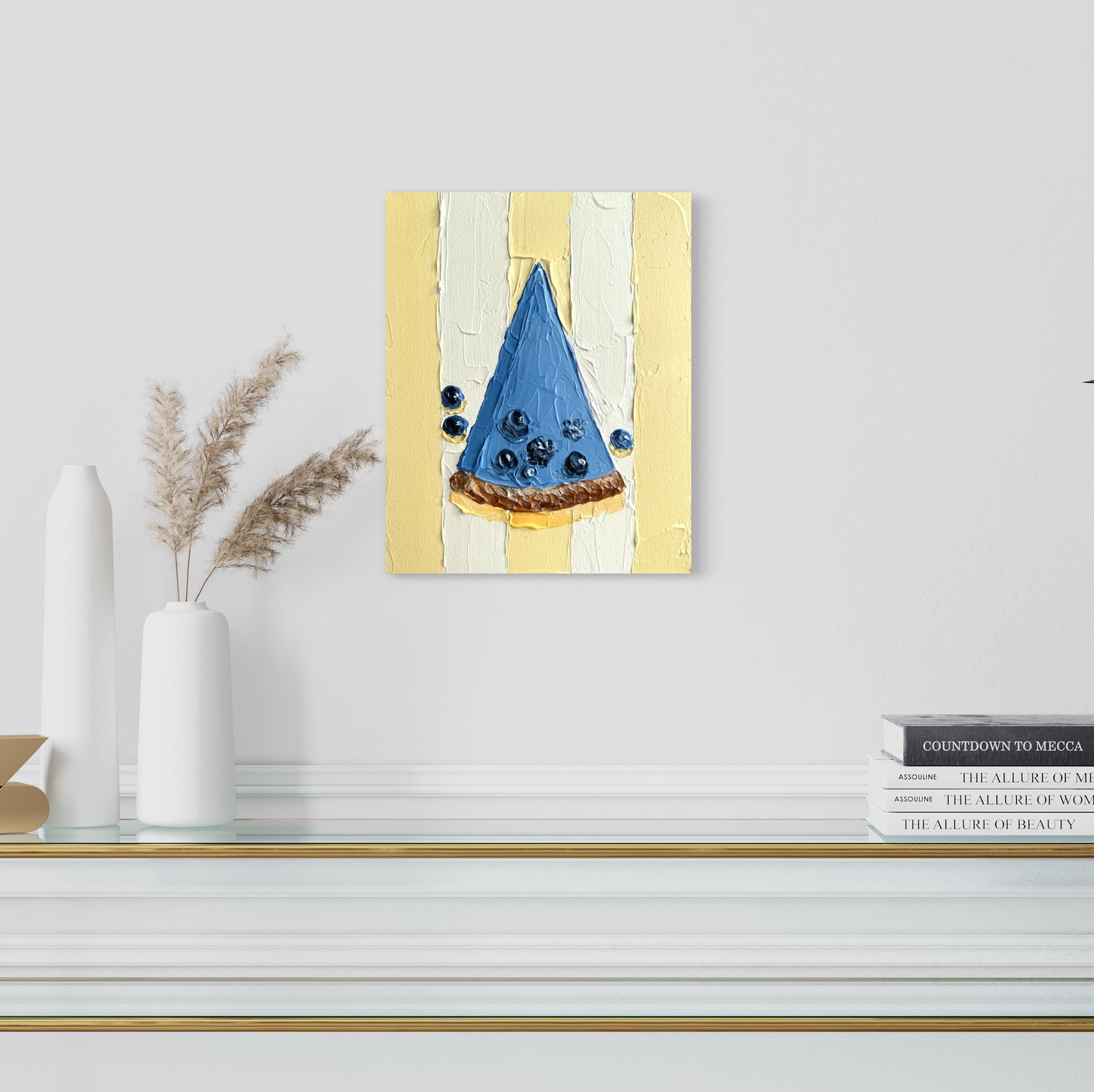 WHAT'S FOR BREAKFAST: BLUEBERRY CHEESECAKE 20.4x25.4 cm acrylic on canvas original painting
