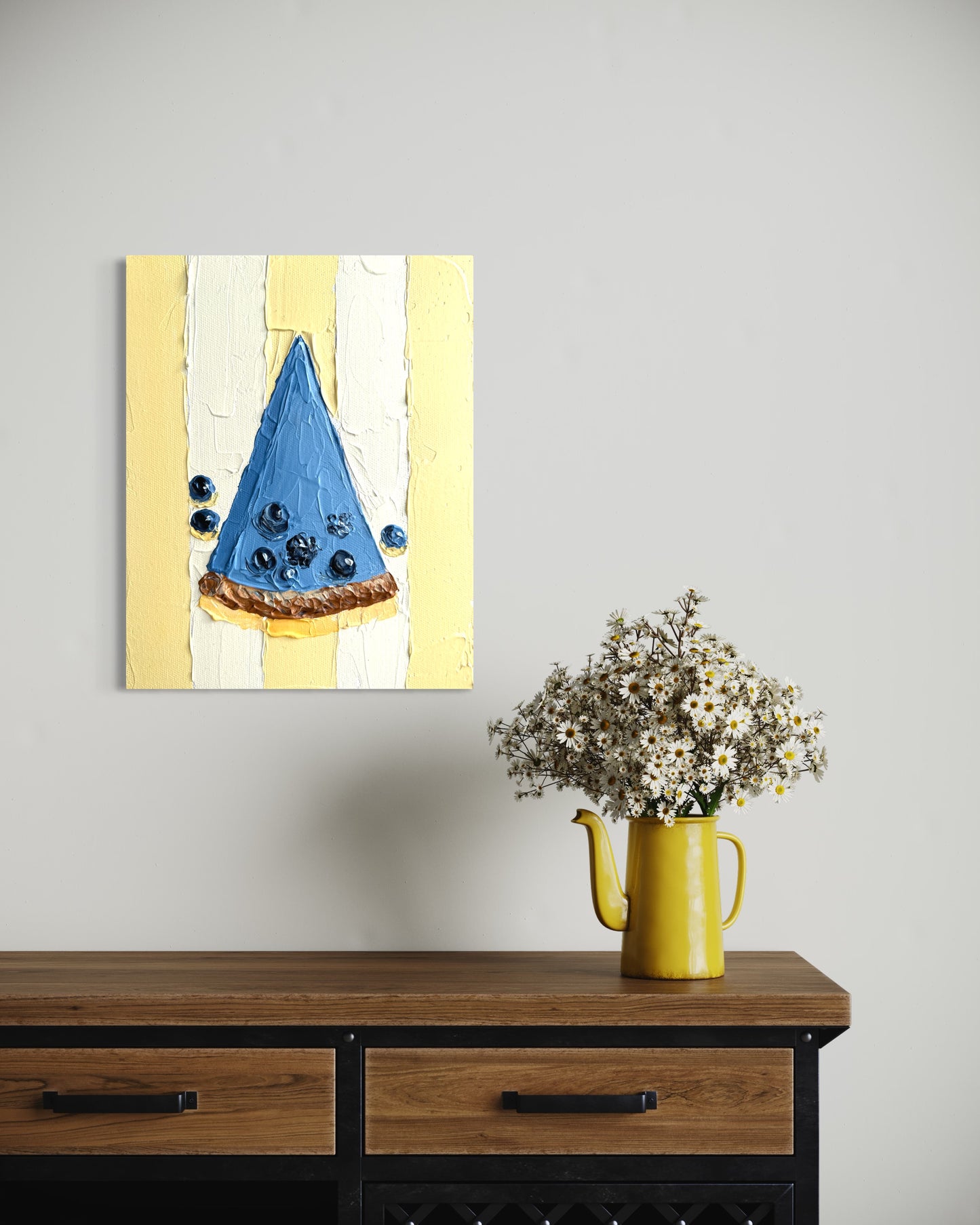 WHAT'S FOR BREAKFAST: BLUEBERRY CHEESECAKE 20.4x25.4 cm acrylic on canvas original painting