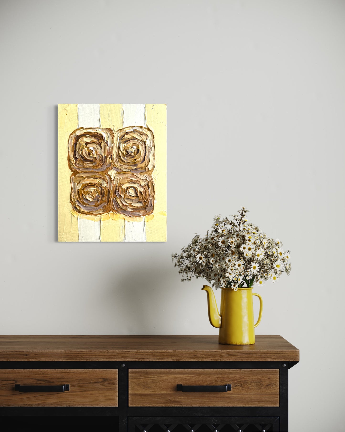 WHAT'S FOR BREAKFAST: CINNAMON ROLLS 20.4x25.4 cm acrylic on canvas original painting