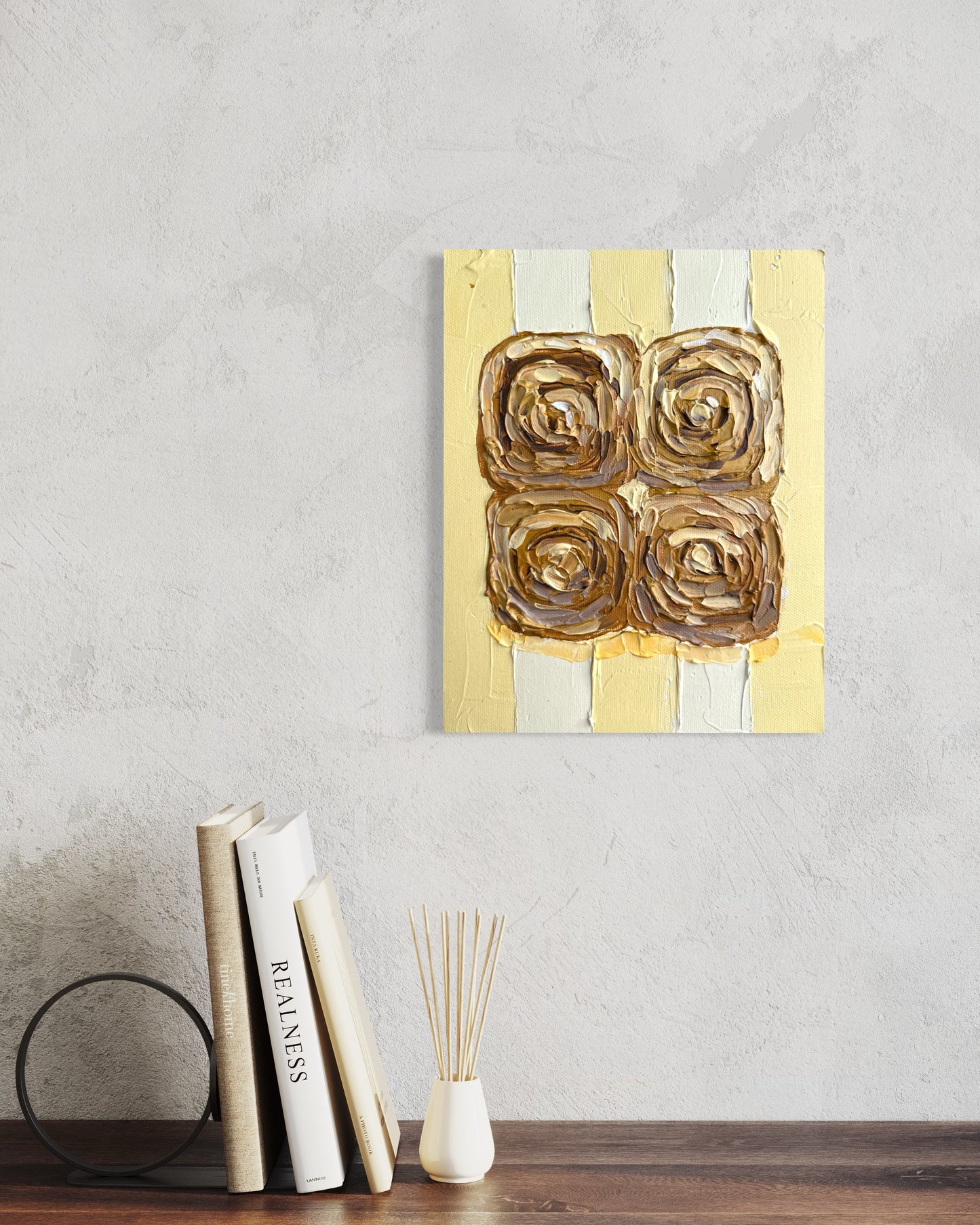 WHAT'S FOR BREAKFAST: CINNAMON ROLLS 20.4x25.4 cm acrylic on canvas original painting