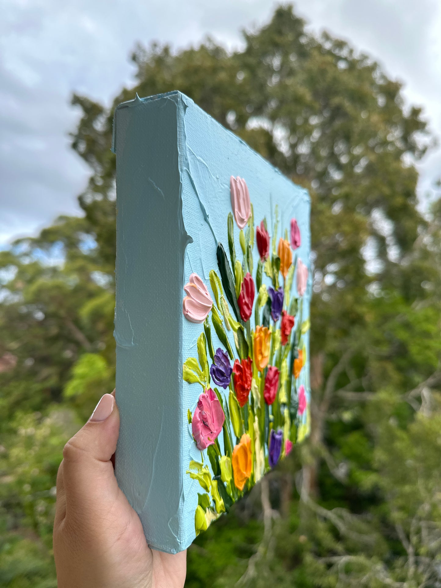 TULIP TAPESTRY 20x20 cm acrylic on canvas original painting