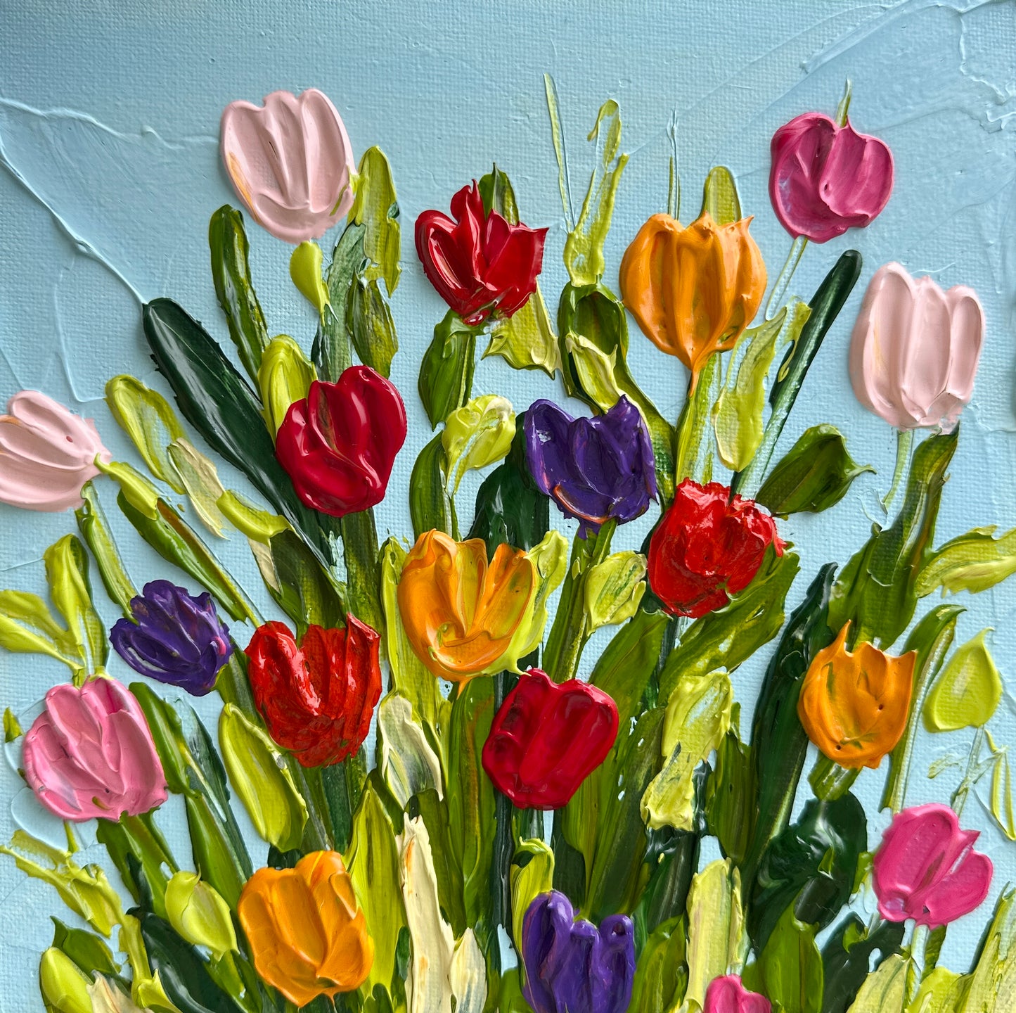 TULIP TAPESTRY 20x20 cm acrylic on canvas original painting