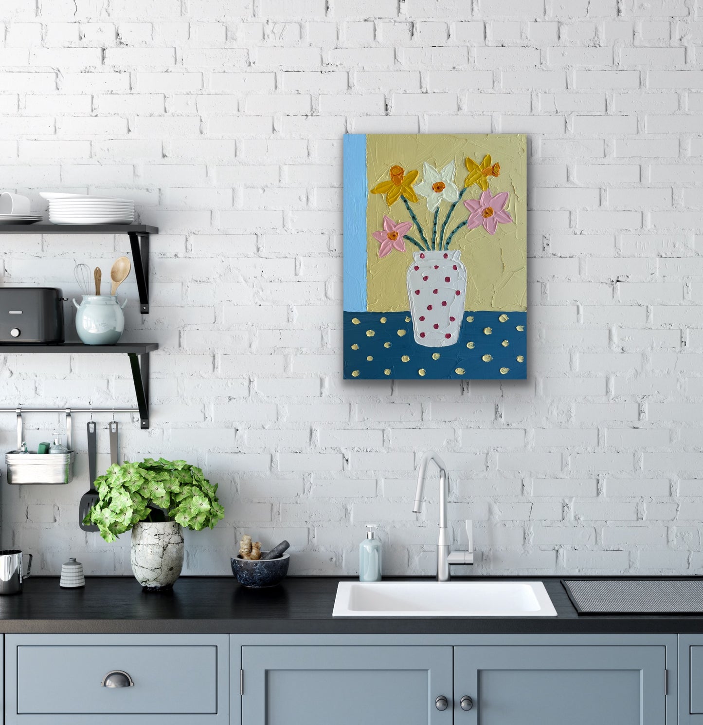 MATISSE INSPIRED DAFFODILS 30.5x40.5 cm acrylic on canvas original painting