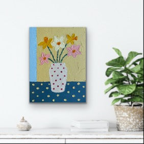 MATISSE INSPIRED DAFFODILS 30.5x40.5 cm acrylic on canvas original painting
