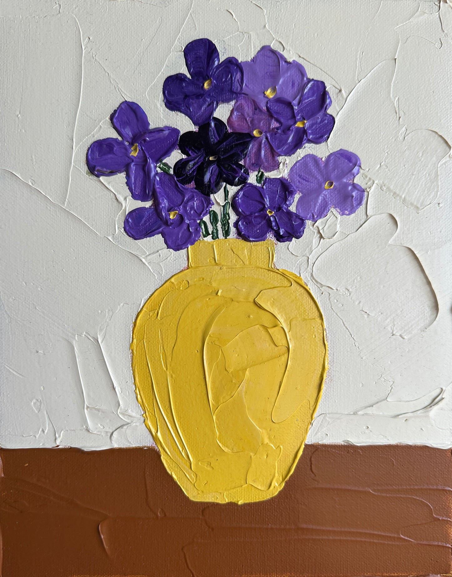 PURPLE FLOWERS 20x25.4 cm acrylic on canvas original painting