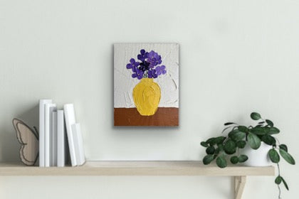 PURPLE FLOWERS 20x25.4 cm acrylic on canvas original painting