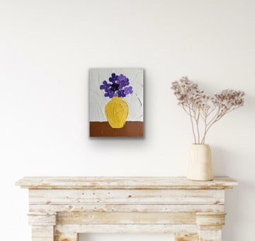 PURPLE FLOWERS 20x25.4 cm acrylic on canvas original painting