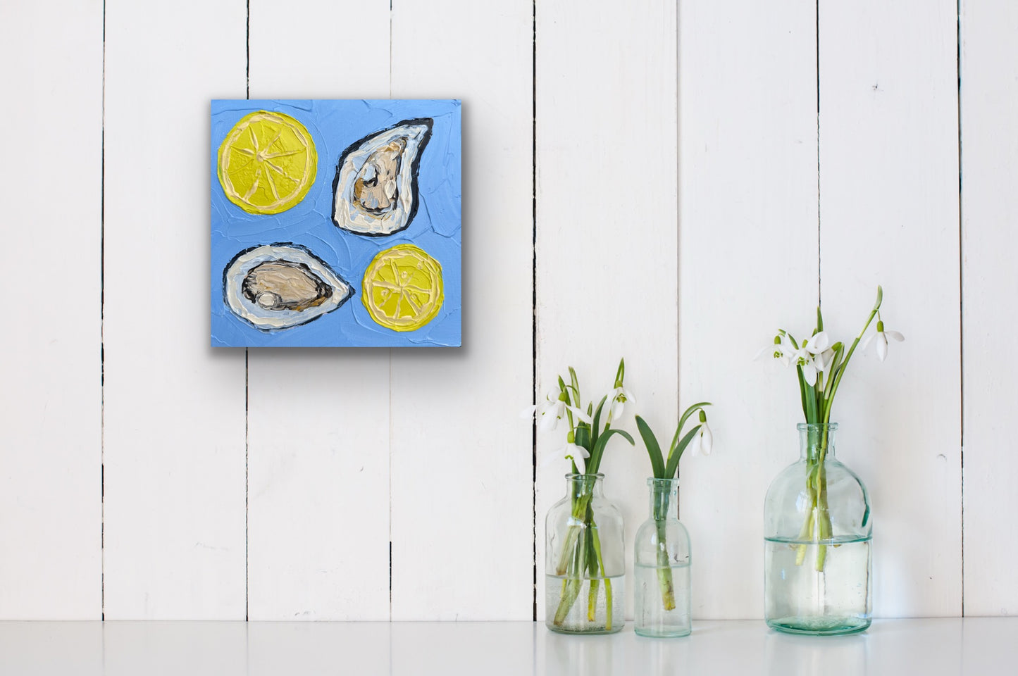 LEMONS AND OYSTERS 20x20 cm acrylic on canvas original painting