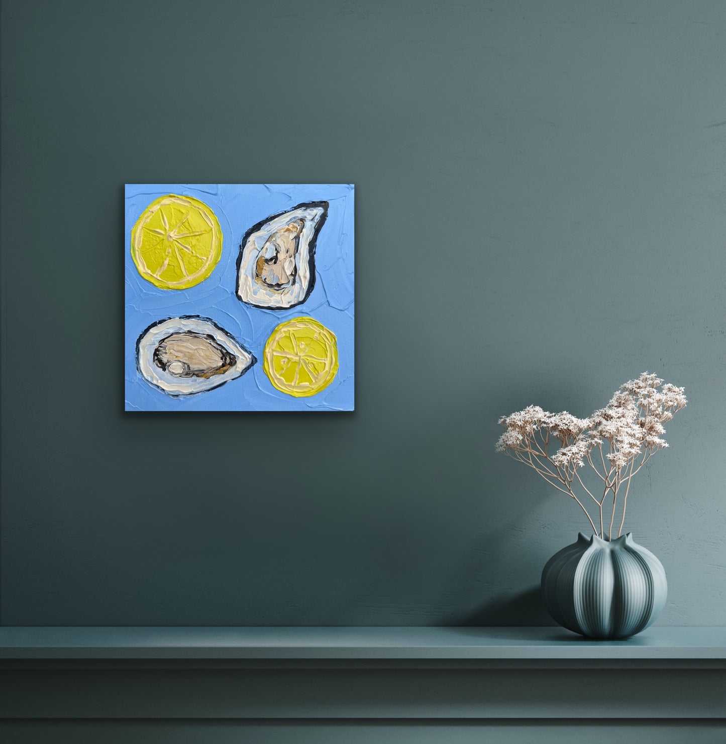 LEMONS AND OYSTERS 20x20 cm acrylic on canvas original painting