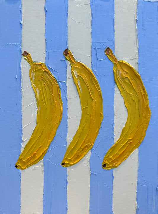 THREE BANANAS 31x41 cm acrylic on canvas original painting
