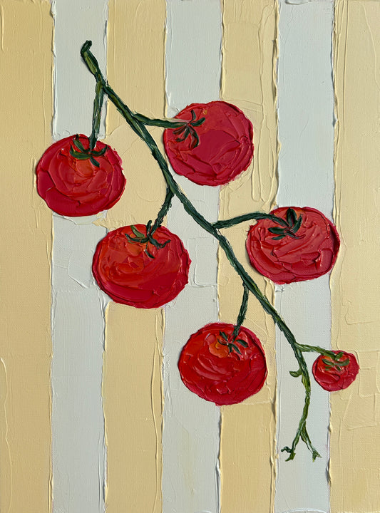 SUNLIT TOMATOES 31x41 cm acrylic on canvas original painting
