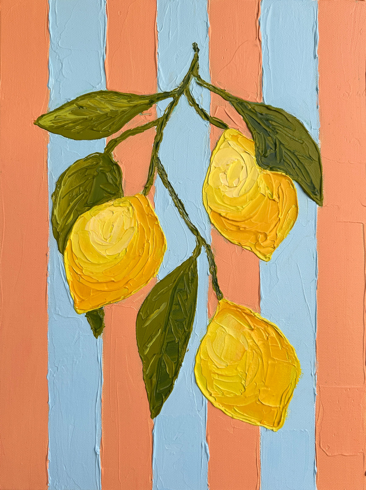 FRESH PICKED LEMONS 31x41 cm acrylic on canvas original painting