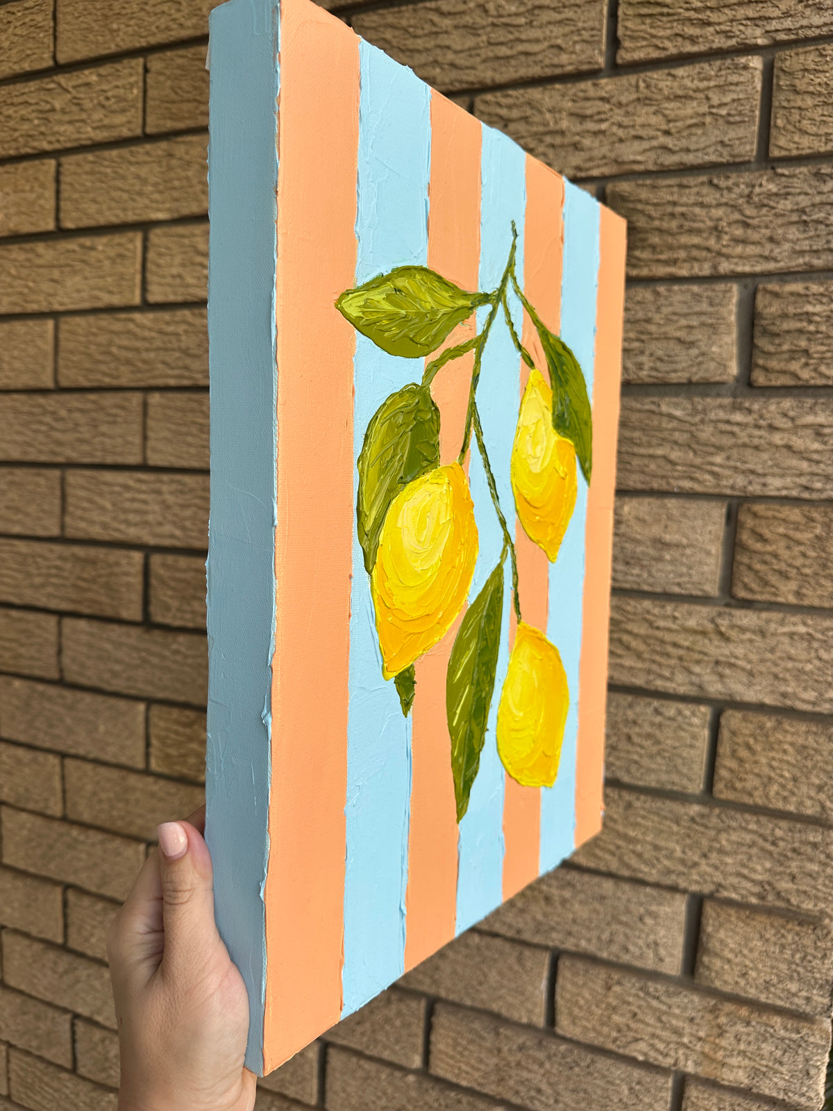 FRESH PICKED LEMONS 31x41 cm acrylic on canvas original painting