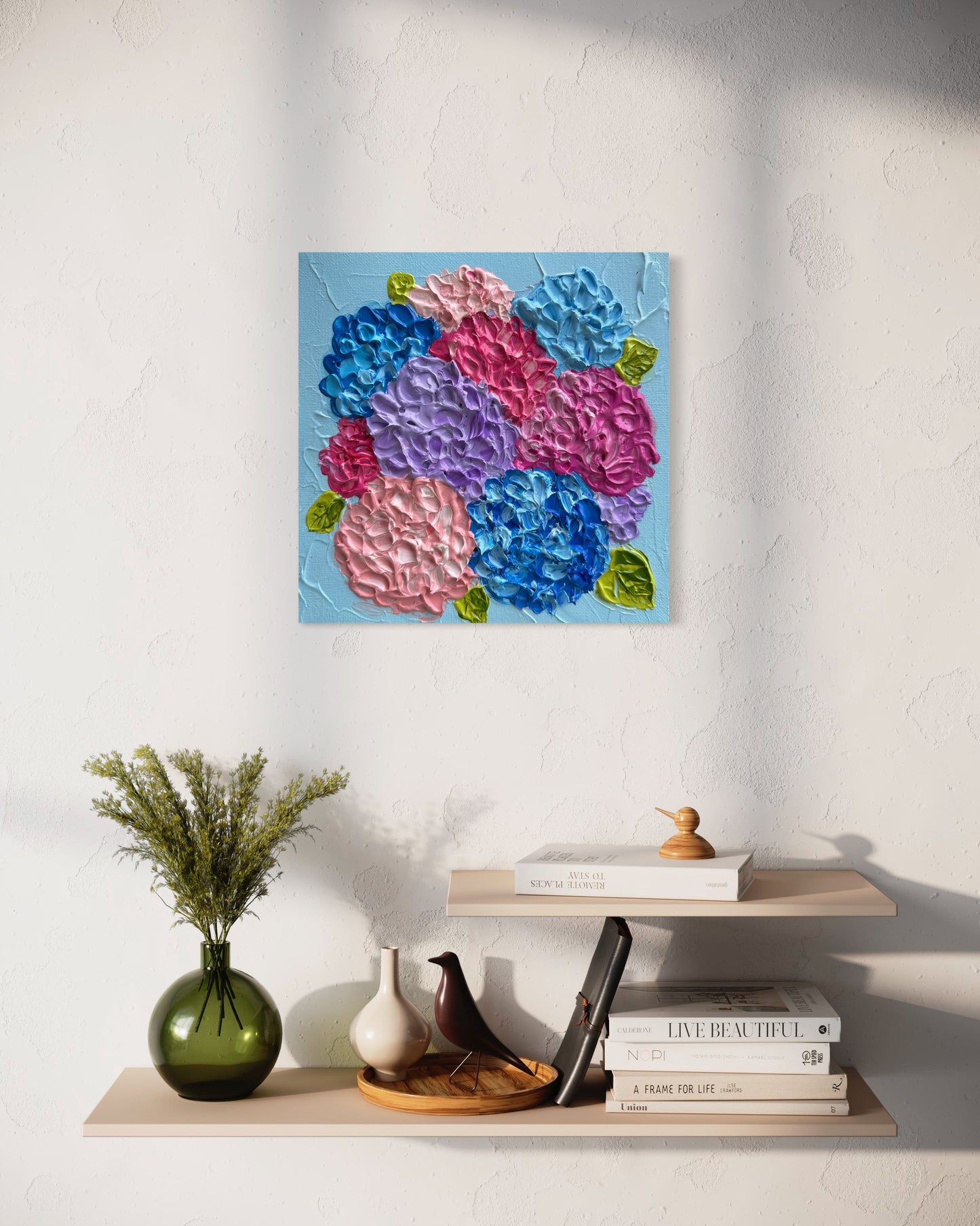 HYDRANGEAS HARMONY 20x20 cm acrylic on canvas original painting