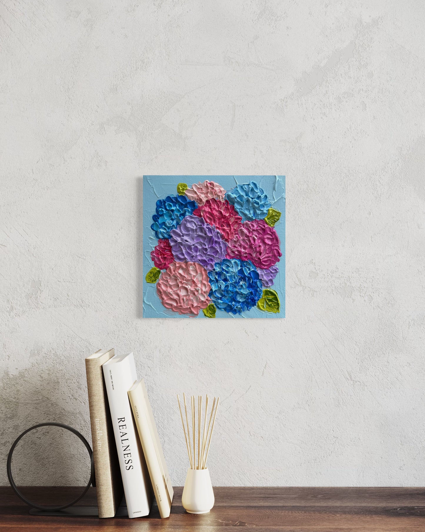 HYDRANGEAS HARMONY 20x20 cm acrylic on canvas original painting