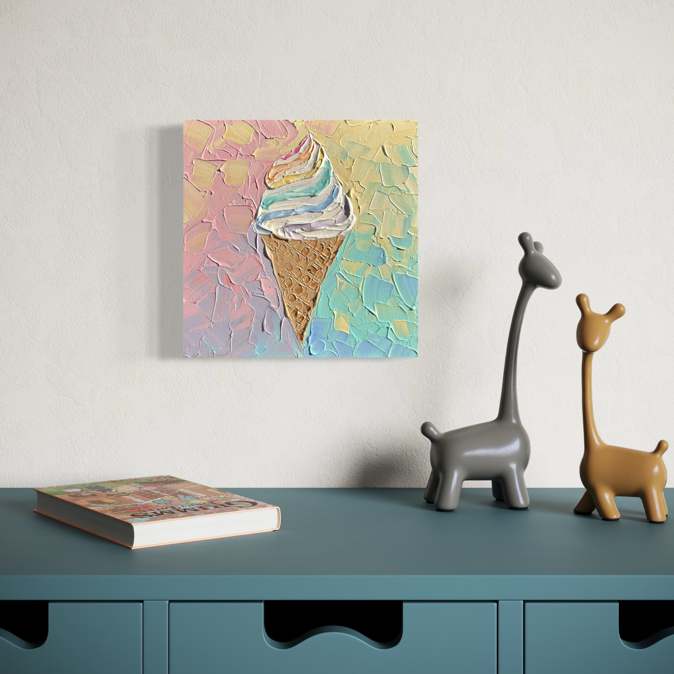 ICE CREAM CONE 4 20x20 cm acrylic on canvas original painting