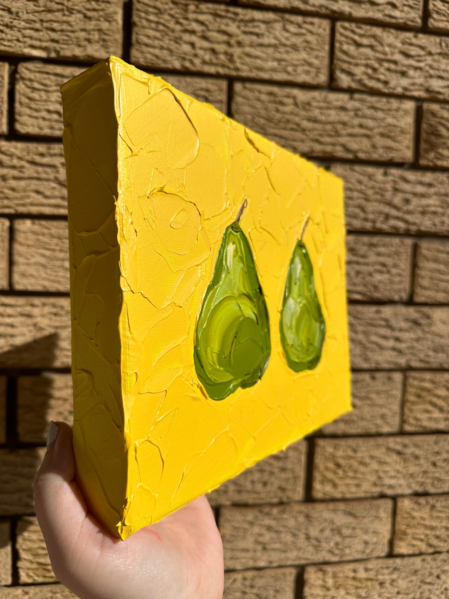 PAIR OF PEARS 25.4x20.4 cm acrylic on canvas original painting