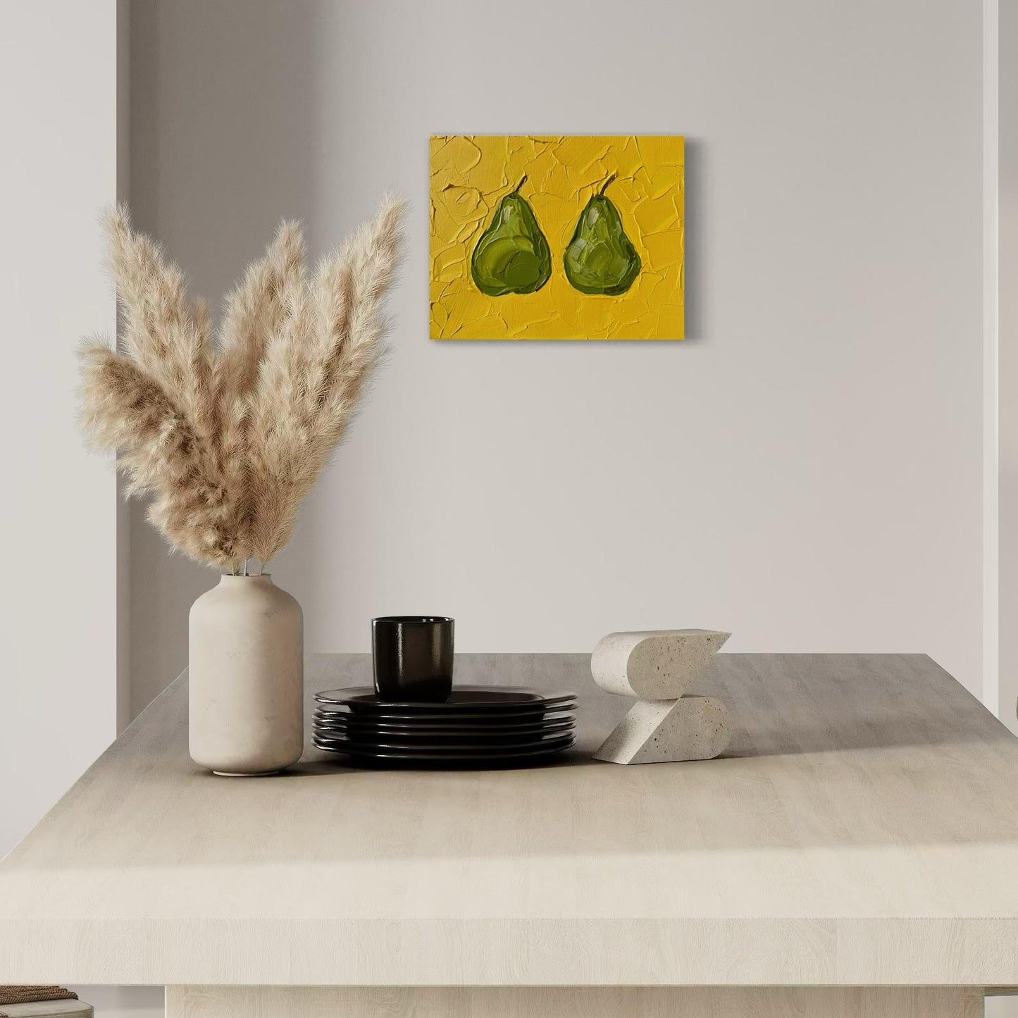 PAIR OF PEARS 25.4x20.4 cm acrylic on canvas original painting