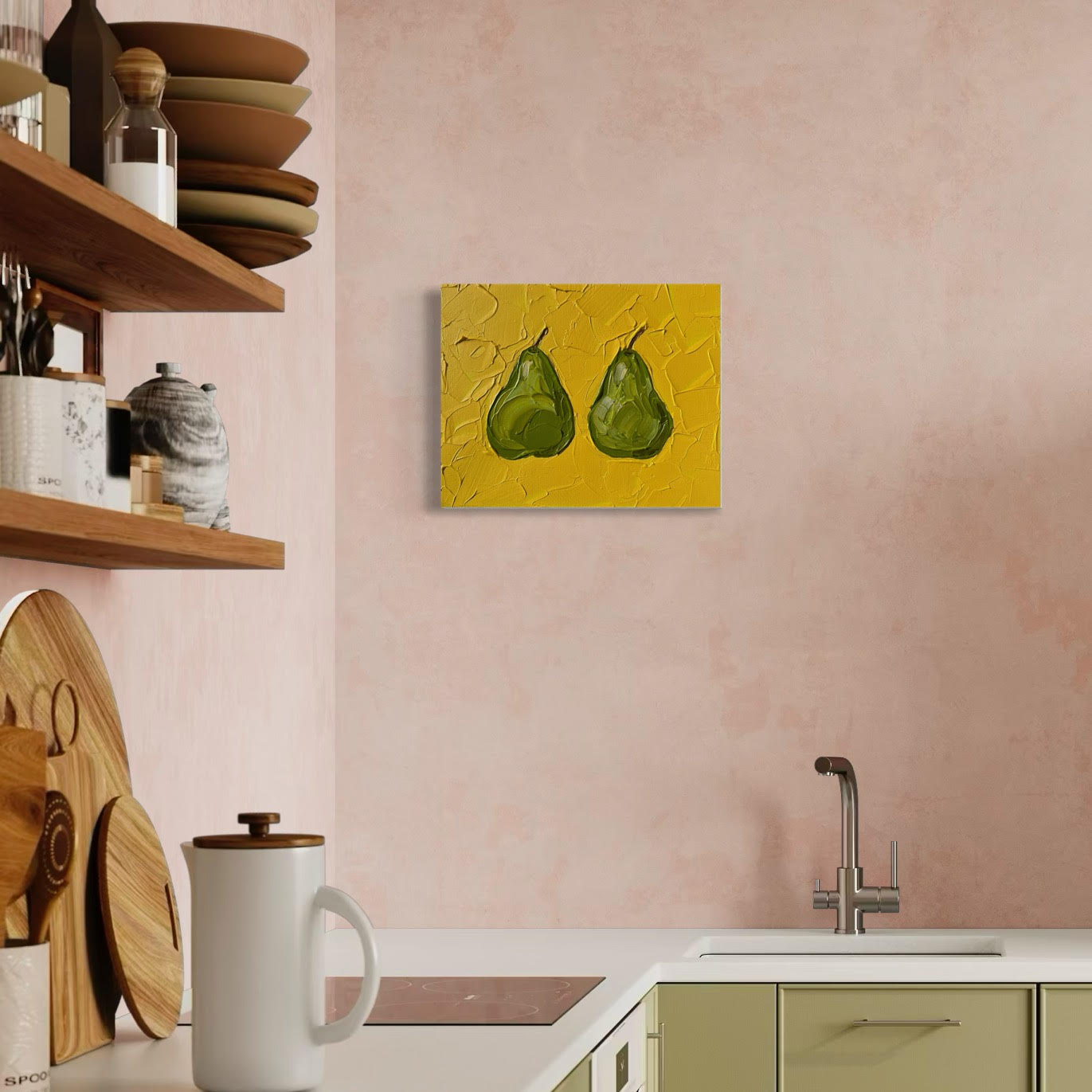 PAIR OF PEARS 25.4x20.4 cm acrylic on canvas original painting