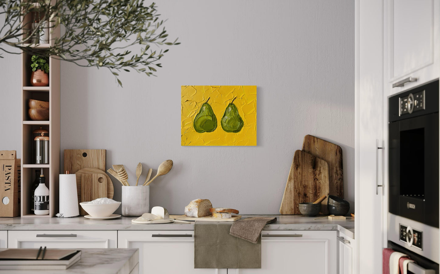PAIR OF PEARS 25.4x20.4 cm acrylic on canvas original painting