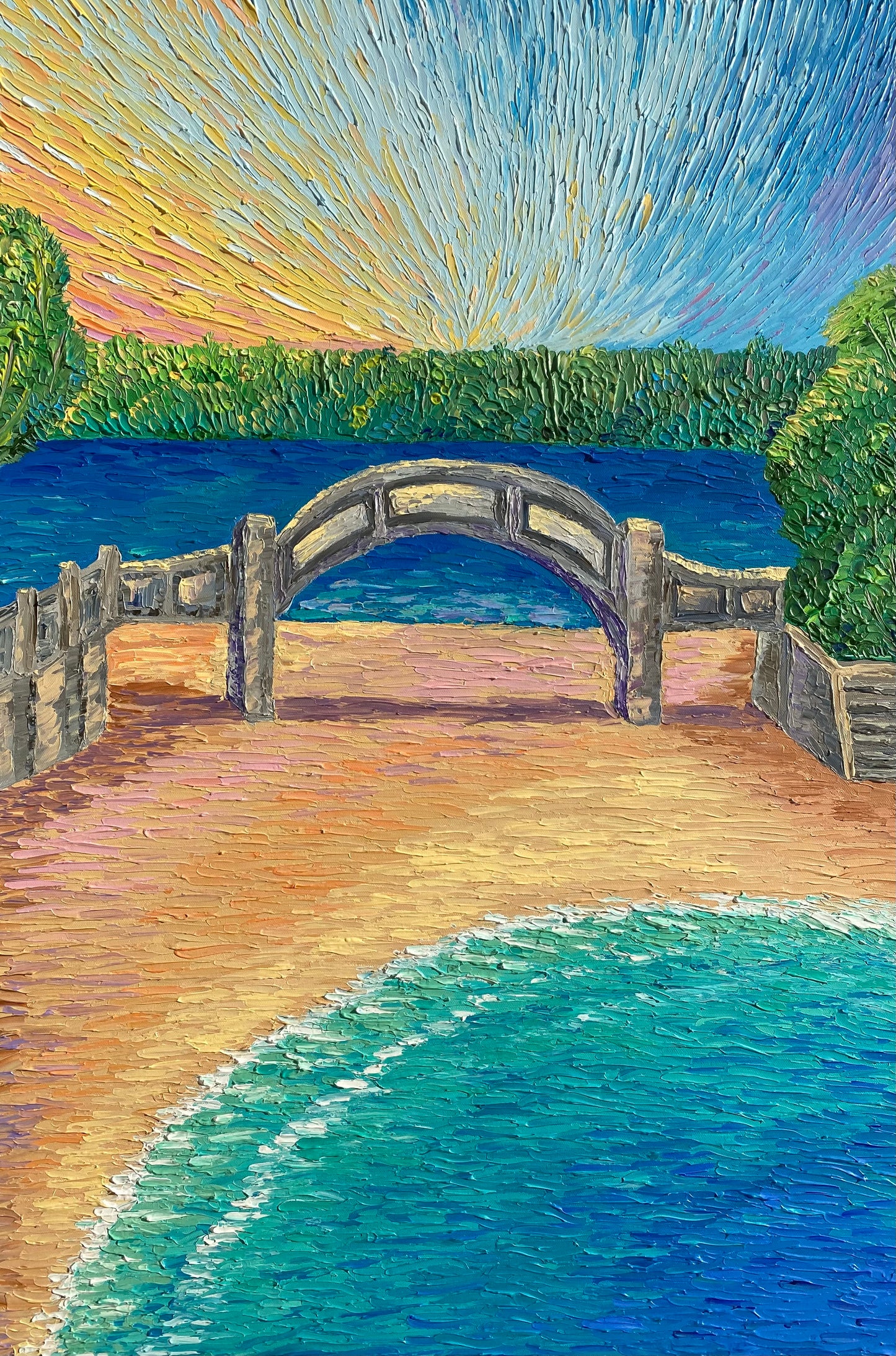 THE BRIDGE AT BALMORAL 61x91.5 cm acrylic on canvas original painting