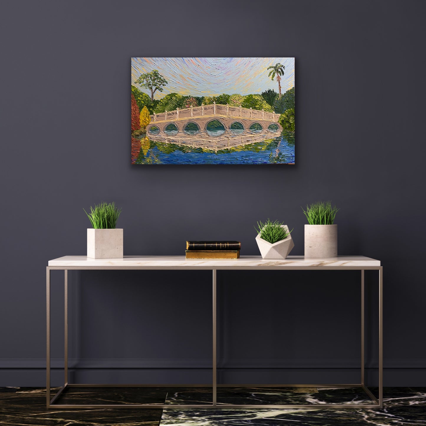 SEVEN ARCH STONE BRIDGE 76x51 cm acrylic on canvas original painting