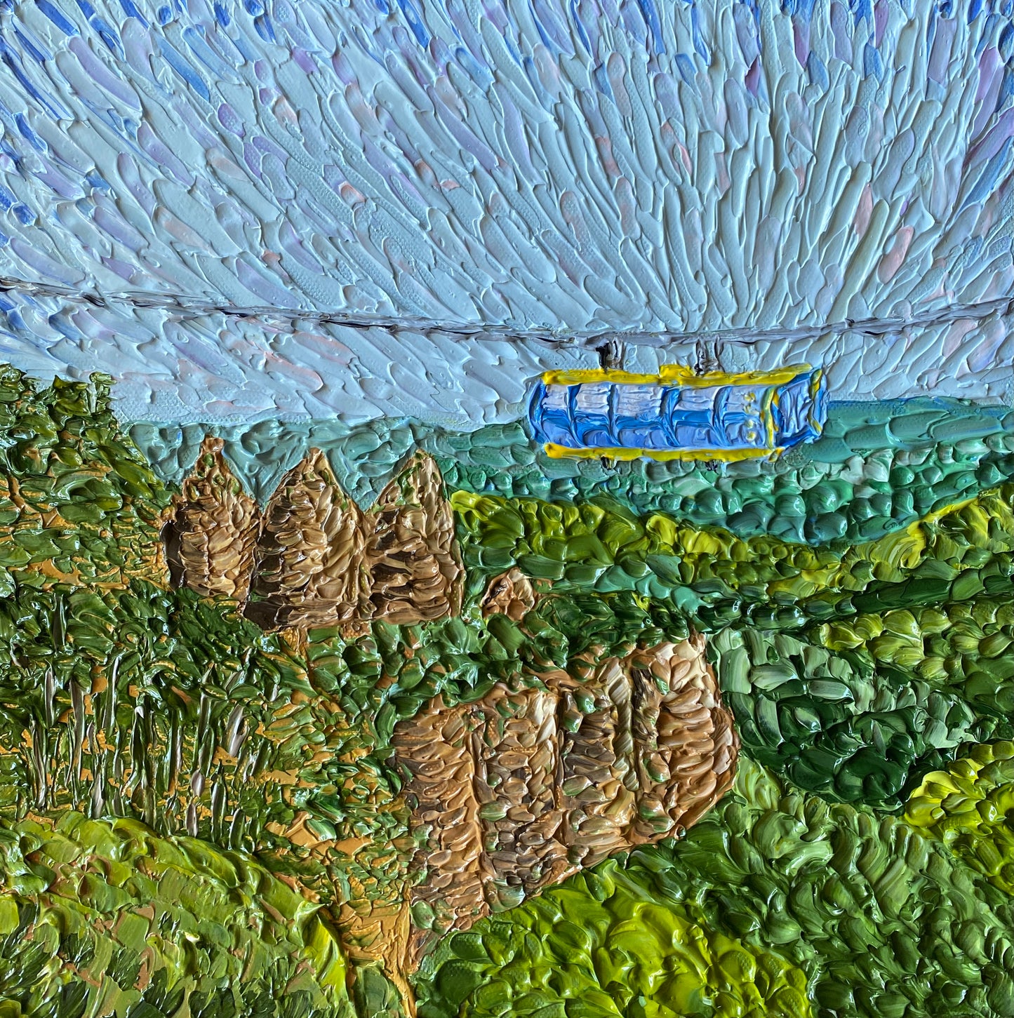 BLUE MOUNTAINS AND THE SKYWAY 30.5x30.5 cm acrylic on canvas original painting