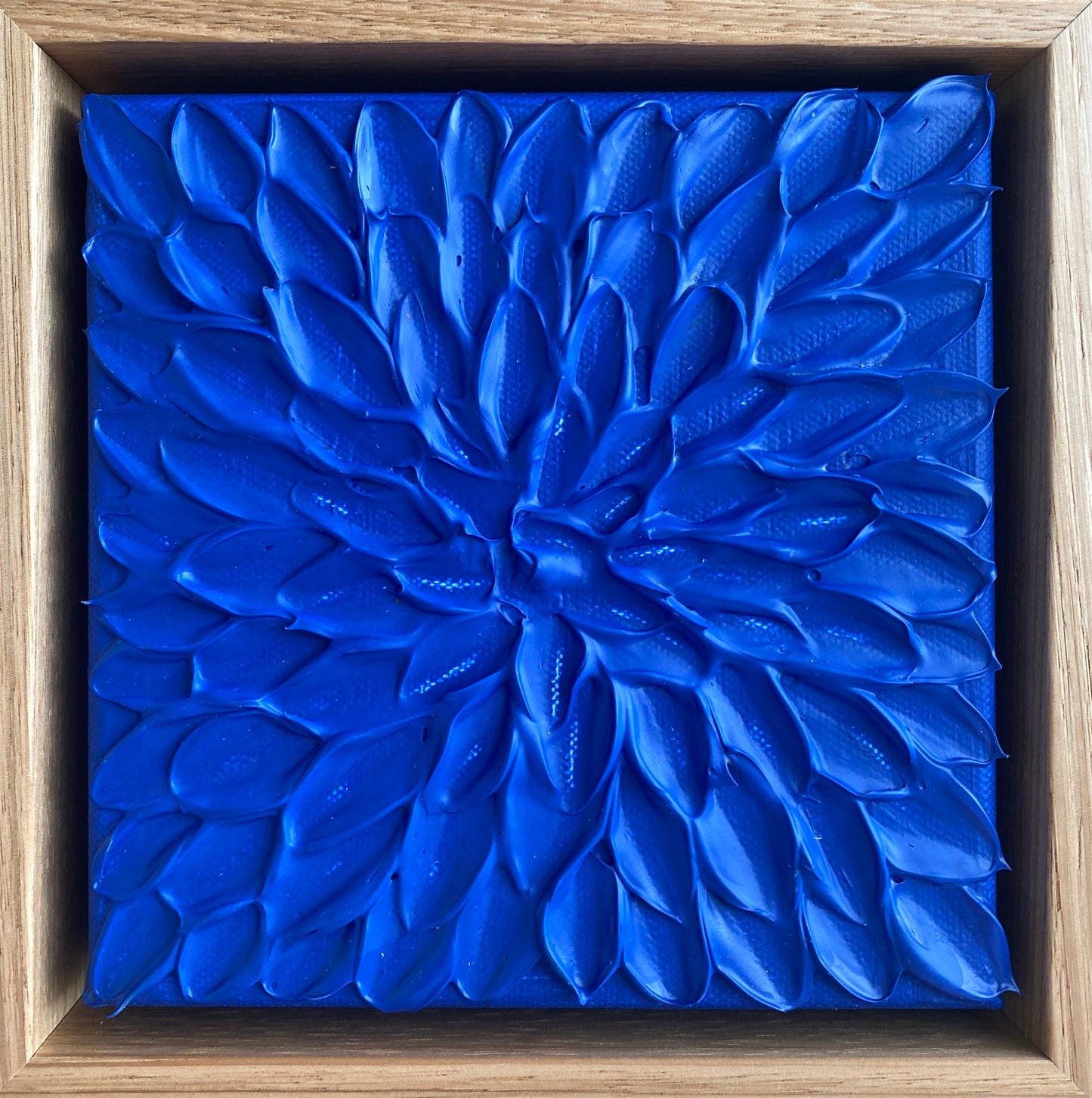 BLUE ABSTRACT MINI 18x18 cm acrylic on canvas original painting FRAMED