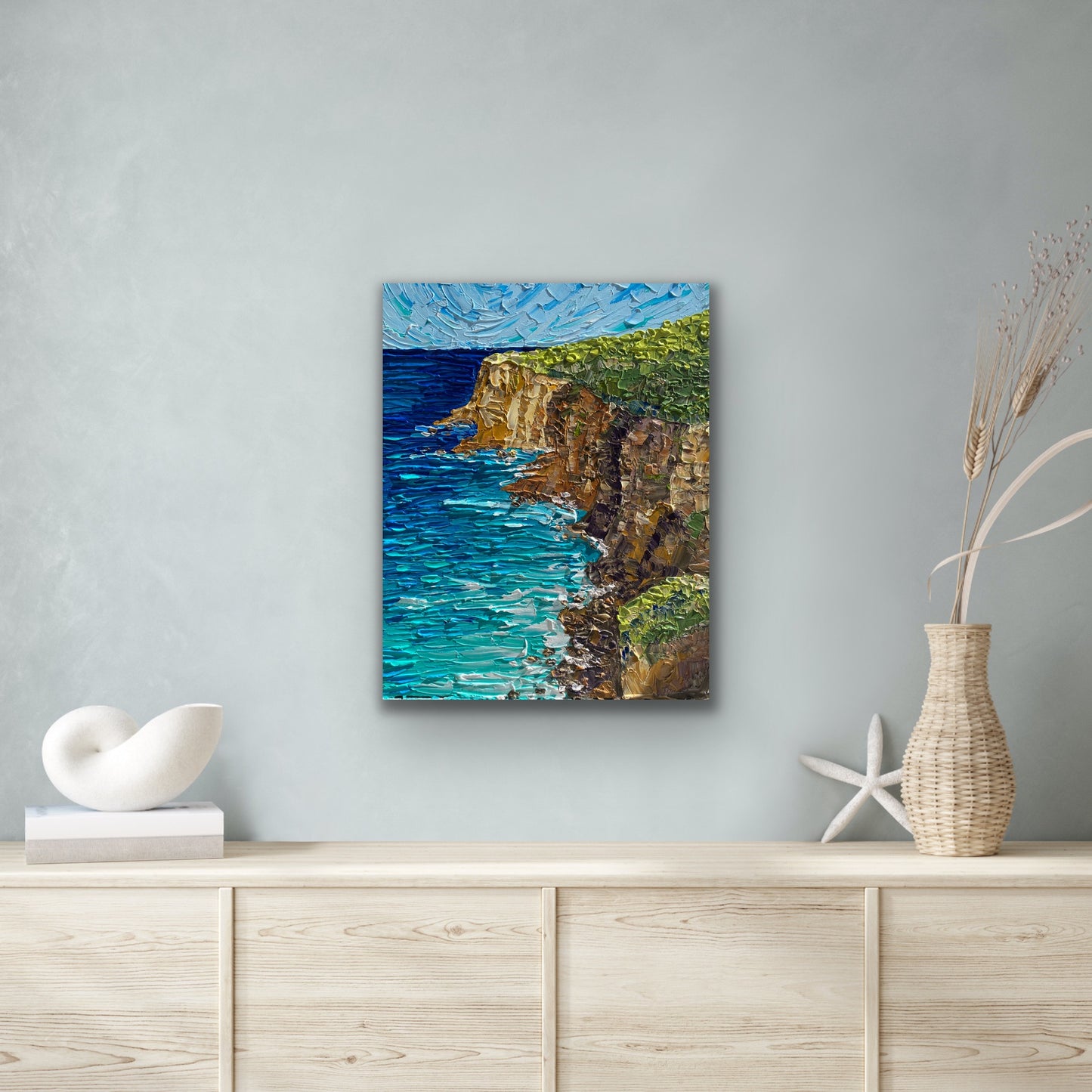 ROYAL NATIONAL PARK COASTAL CLIFFS 41x51 cm acrylic on canvas original painting