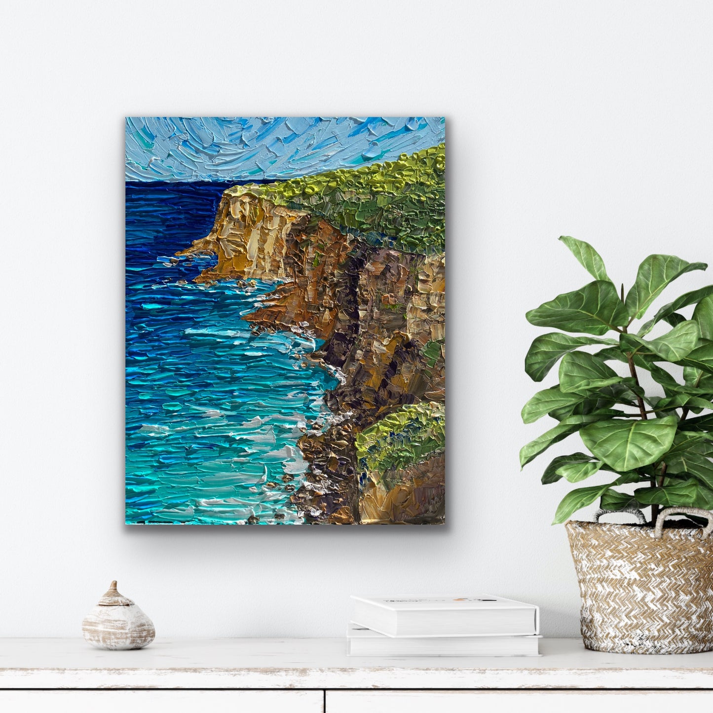 ROYAL NATIONAL PARK COASTAL CLIFFS 41x51 cm acrylic on canvas original painting