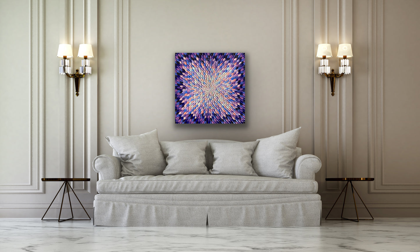 COLORS OF COTTON CANDY 76x76 cm acrylic on canvas original painting