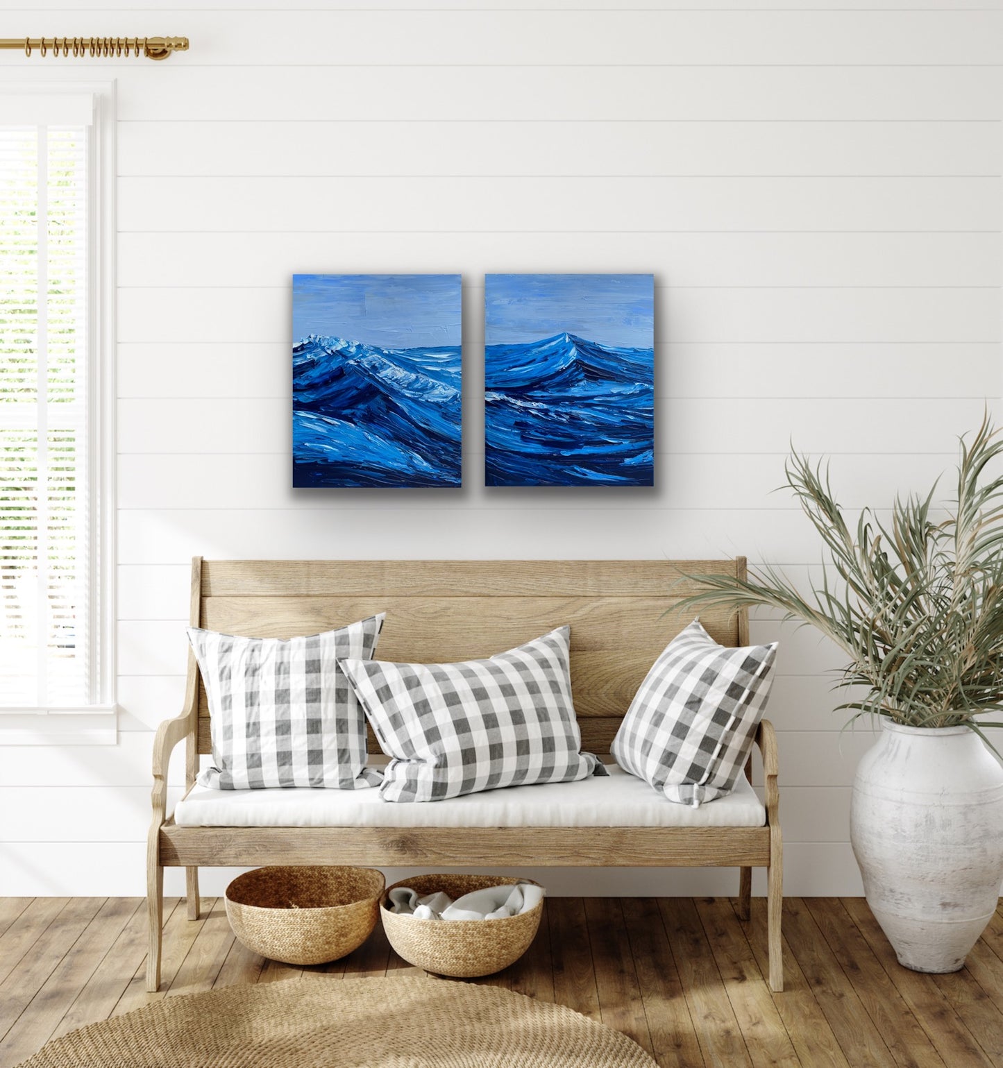 CRUSHING WAVES DIPTYCH 82x51 cm acrylic on canvas original paintings