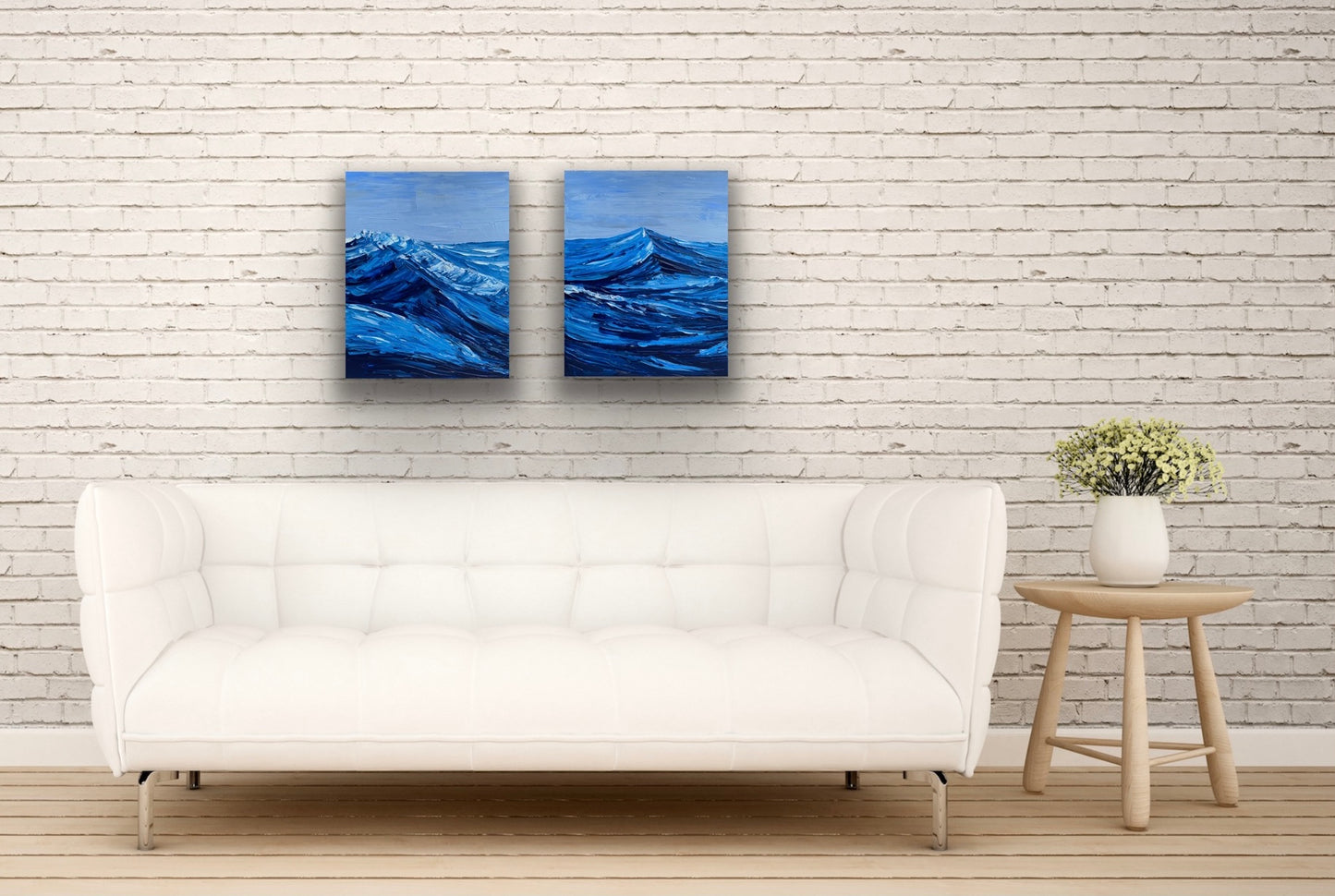 CRUSHING WAVES DIPTYCH 82x51 cm acrylic on canvas original paintings