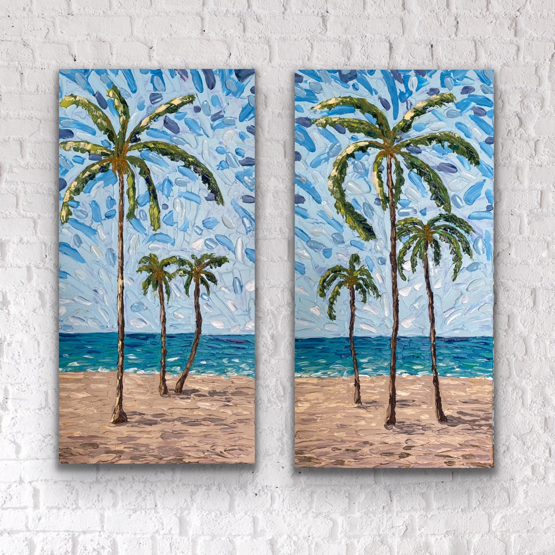 PALM TREES DIPTYCH 81x82 cm acrylic on canvas original paintings