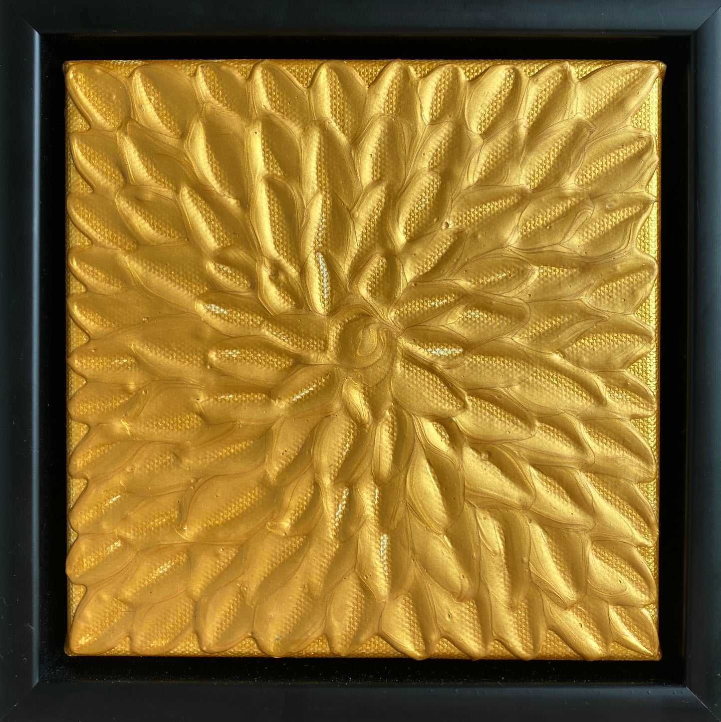 GOLD ABSTRACT MINI 18x18 cm acrylic on canvas original painting FRAMED