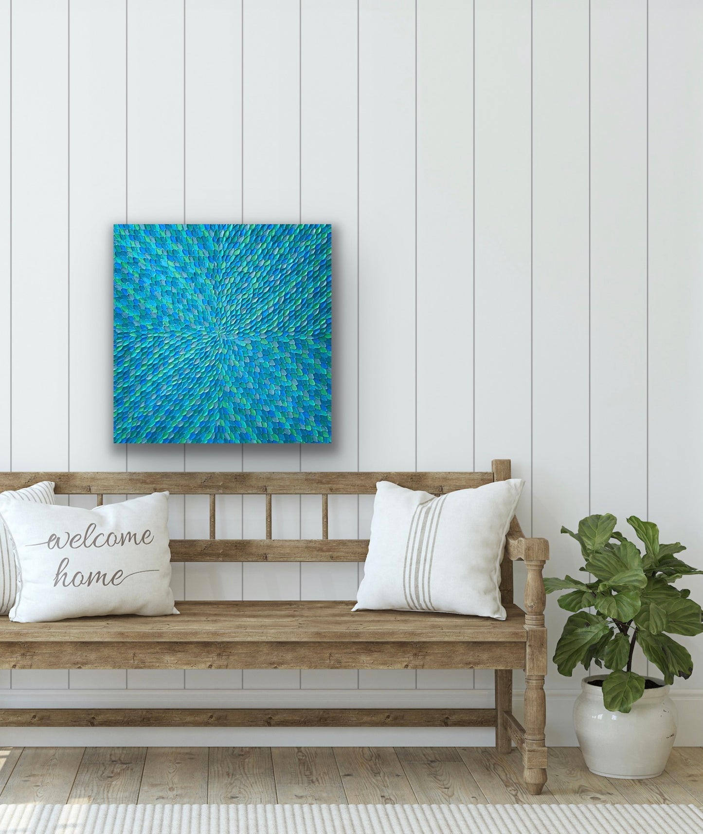 TURQUOISE  DREAMS (NIGHT) I 76x76 cm acrylic on canvas original painting