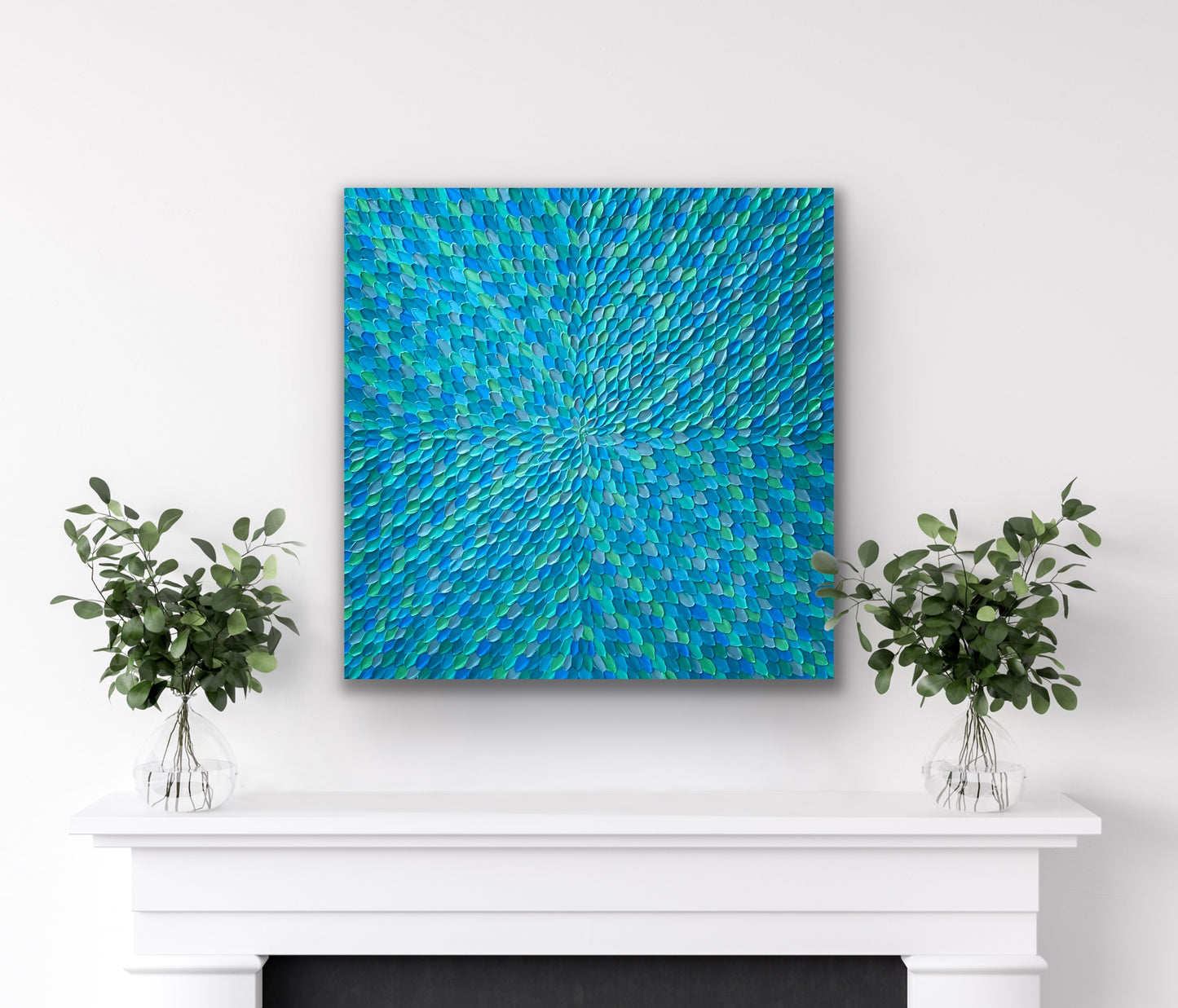 TURQUOISE  DREAMS (NIGHT) I 76x76 cm acrylic on canvas original painting