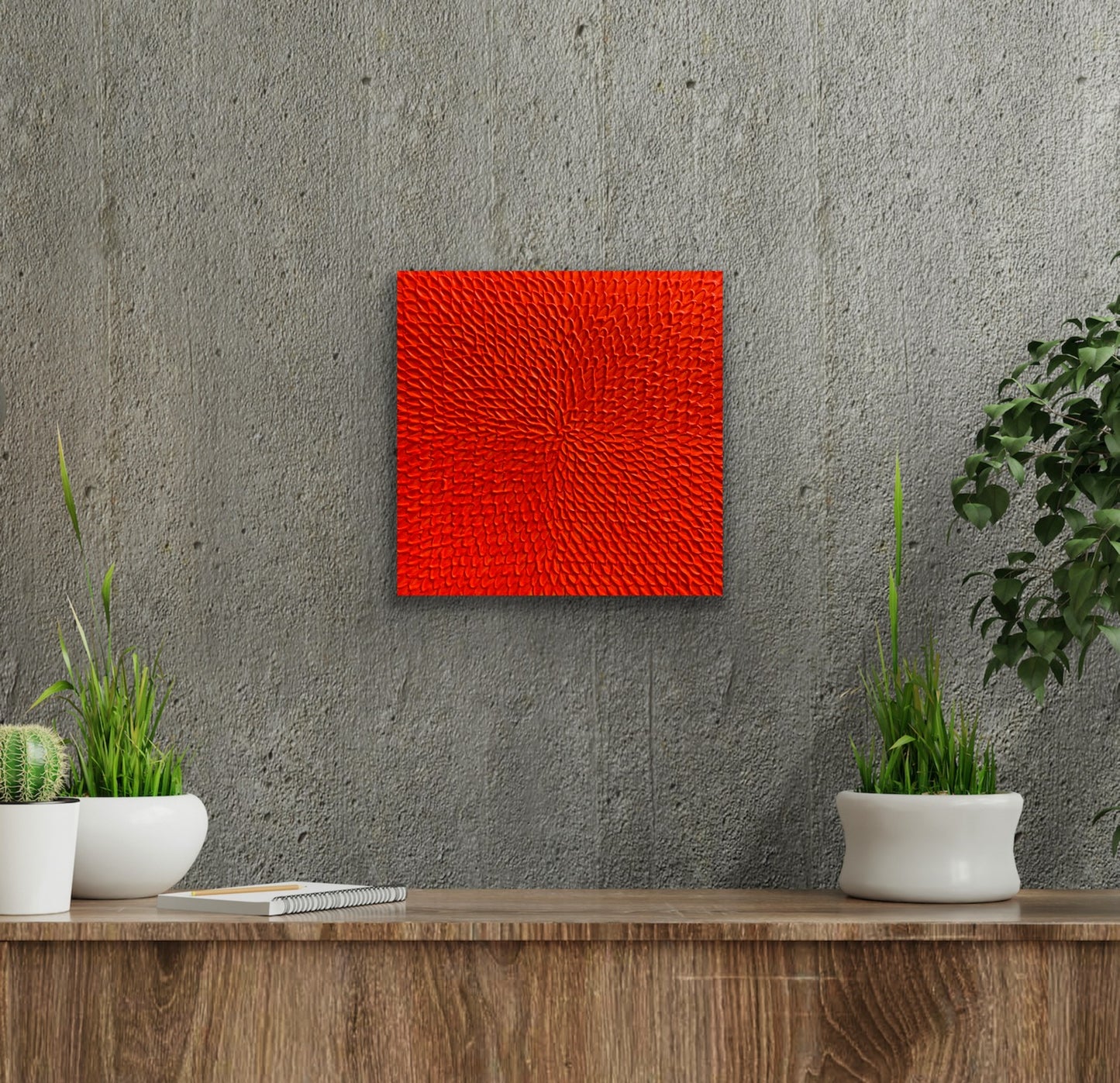 NEON TANGERINE 34x34 cm acrylic on canvas original painting (framed in white oak)