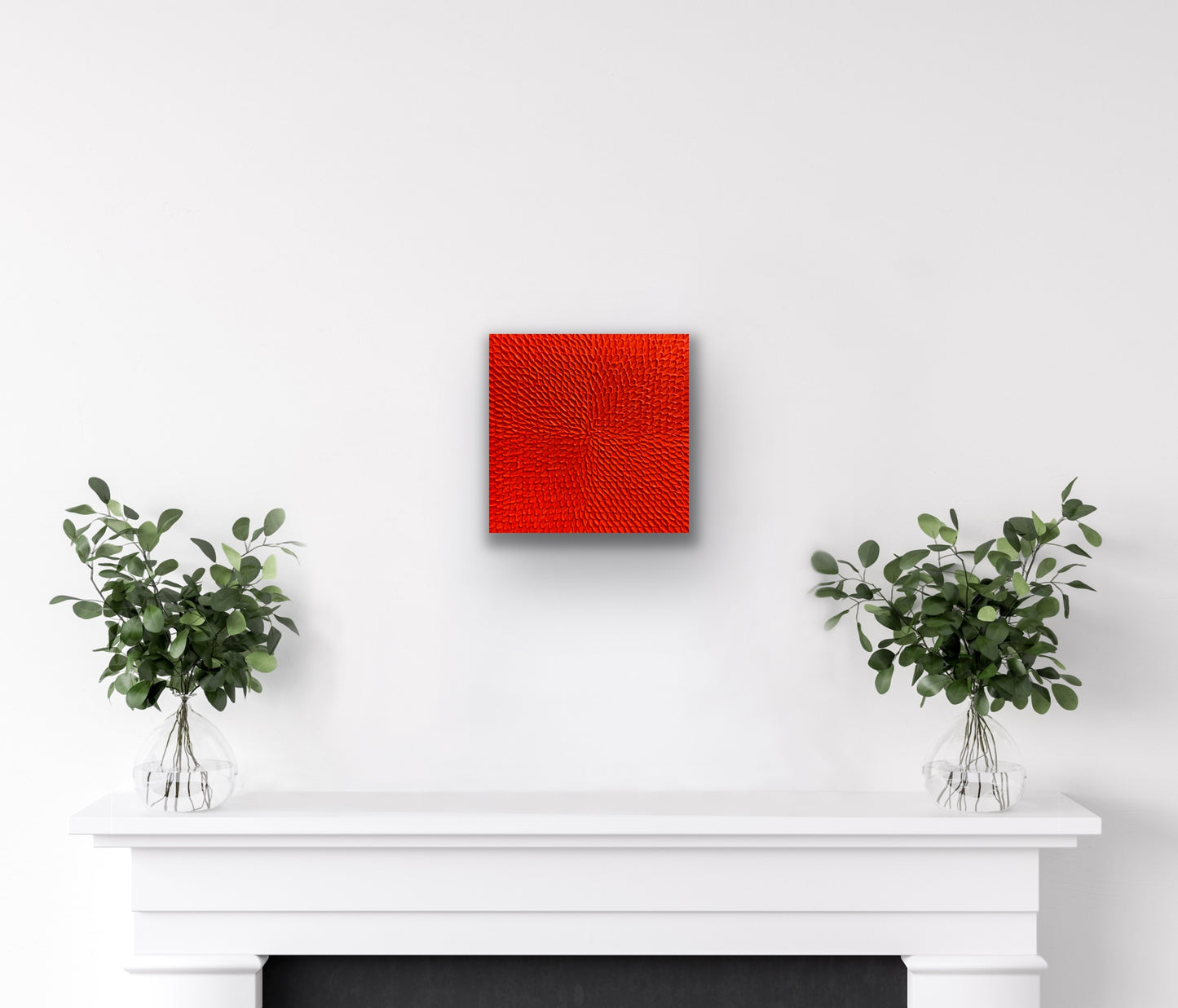 NEON TANGERINE 34x34 cm acrylic on canvas original painting (framed in white oak)