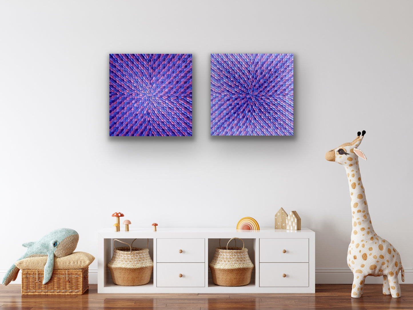 PURPLE DREAMS 122x61 cm (SET OF 2) acrylic on canvas original paintings