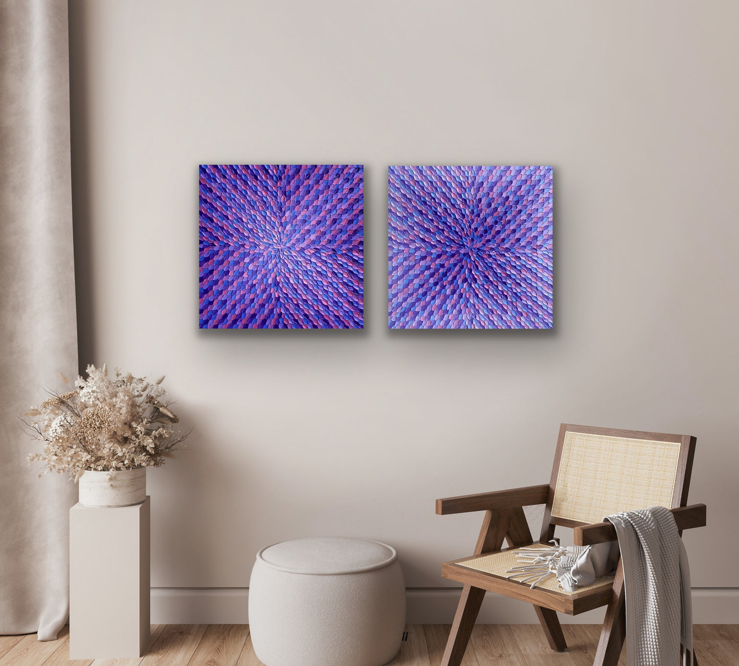 PURPLE DREAMS 122x61 cm (SET OF 2) acrylic on canvas original paintings