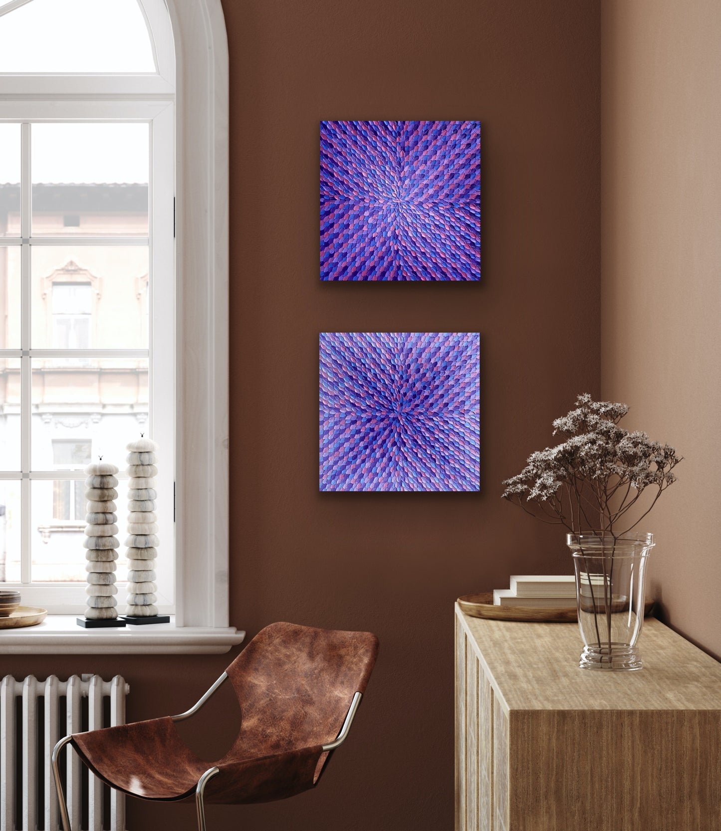 PURPLE DREAMS 122x61 cm (SET OF 2) acrylic on canvas original paintings