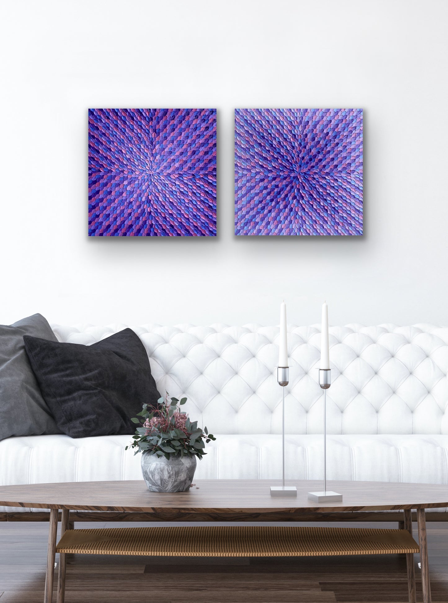 PURPLE DREAMS 122x61 cm (SET OF 2) acrylic on canvas original paintings