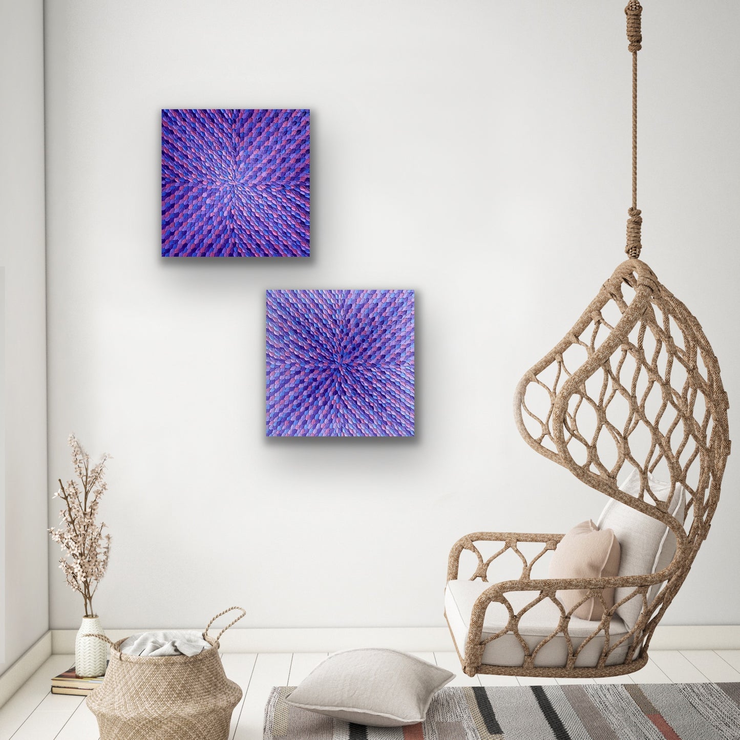 PURPLE DREAMS 122x61 cm (SET OF 2) acrylic on canvas original paintings